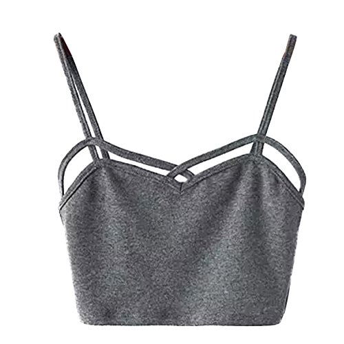 SEADEAR Women's Sexy Bras bustiers and Corsets Cross Strappy Bralette Seamless Sports Bra Cami Bra Vest Tank Top(Dark gray)