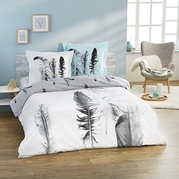 Home Linen Parure Housse De Couette 100 Coton Plumesque 200x200 Cm 2 Taies D Oreiller 65x65 Cm Housses De Couette En Coton Housse De Couette Rabat Forme Bouteille Amazon Fr Cuisine Maison