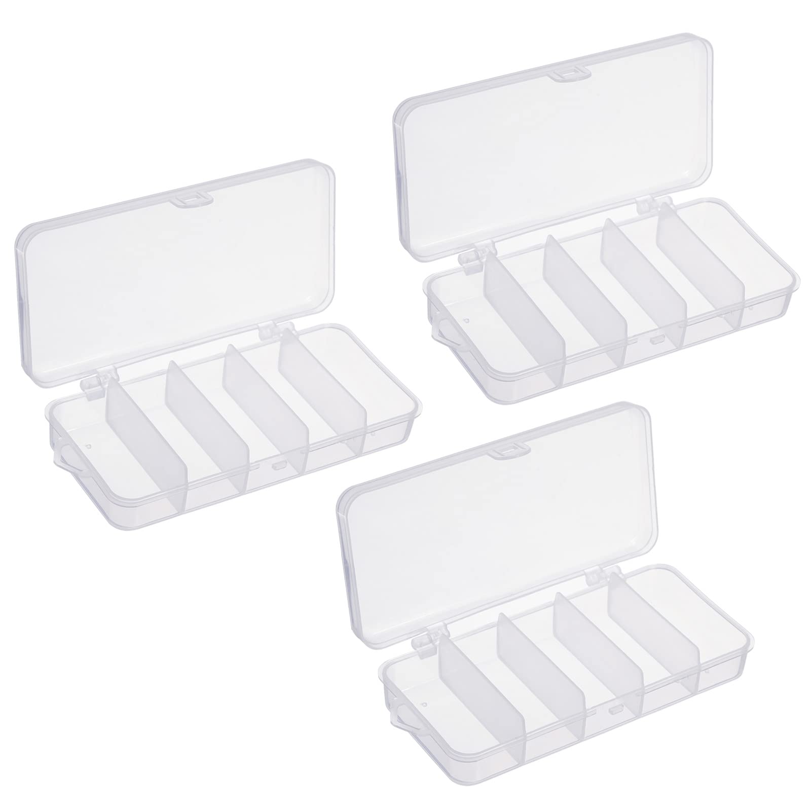 PATIKIL Small Fishing Lure Storage Box 3 Pack Plastic Fish Tackle Container Organizer, Clear