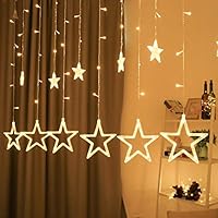 BHCLIGHT 12 Stars 138 LED Christmas Lights, 8 Modes Star String Lights, Plug in Fairy Lights for Bedroom, Wedding, Party, Christmas, Decorations for The Home (Warm White)