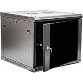 Navepoint 9U Deluxe IT Wallmount Cabinet Enclosure 19-Inch Server Network Rack with Locking Glass Door 24-Inches Deep Black