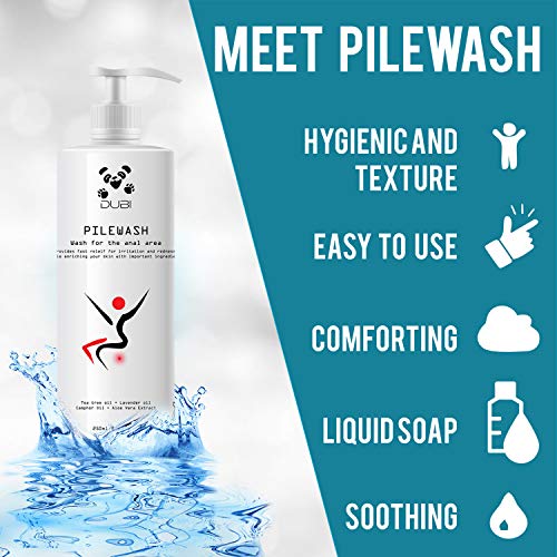 Pilewash Hemorrhoid Wash Liquid Soap with Tea Tree Oil, Aloe Vera & Lavender Oil Alleviates
