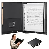 MUDOR Premium Choral Muisc Folder,PU Choir Folder with Hand Strap | Black 3 Ring Choir Binder for Musician, Singer, Stage Performance