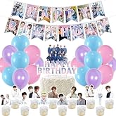 YiYiXiXi 1 Birthday 7 Decorations Gift Set,Birthday Party Supplies Includes Banners - Cake Topper - 12 Cupcake Toppers
