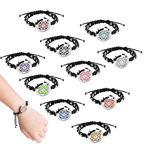 Maromalife Essential Oil Diffuser Bracelet, Adjustable Handmade Woven Wristband with 316L Stainless Steel Bead Aromatherapy Bracelet for Men/Women