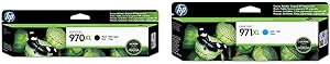 HP 970 | PageWide Cartridge High Yield | Black | CN625AM & 971 | PageWide Cartridge High Yield | Cyan | CN626AM