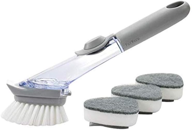 Kitchen Dish Scrubber Soap Automatic Dispenser Dishwashing Scrubber Sink Brush for Dish Scrub Brush with Soap Handle Diswasher Brush