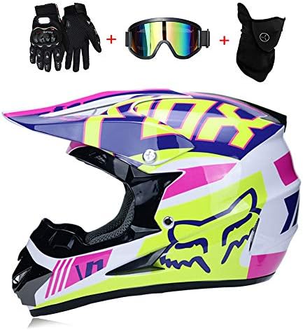 ZHYY Motocross Helmet Full Face Motorcycle Helmet with Gloves Mask and Glasses Off-Road Man Women for ATV/MX/DH/MTB/UTV/Enduro Endurance Race