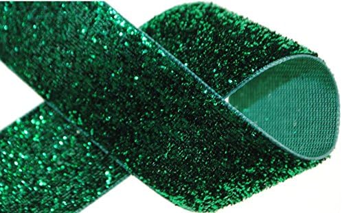 Glitter Ribbon 1" Metallic Velvet - 5 Yards (Emerald)