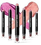 LUXAZA 6PCS Hot Pink Eyeshadow Stick Matte And Metallic,Champagne Shimmer Cream Eye Shadow Pencil...
