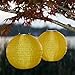 Allsop Home and Garden 30392 Soji Original 10” Round LED Outdoor Solar Lantern, Handmade with Weather-Resistant UV Treated Nylon, Stainless Steel Hardware, Auto sensor on/off, Chinese Style Globe Light, Yellow (1-count)