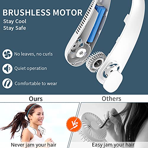 VOLADOR Portable Neck Fan, Hands Free Bladeless Hanging Sport Fan, 9600mAh USB Rechargeable Battery Wearable Personal Fan, 3-Speed Portable Quiet Neck Fan for Sports, Office and Outdoor
