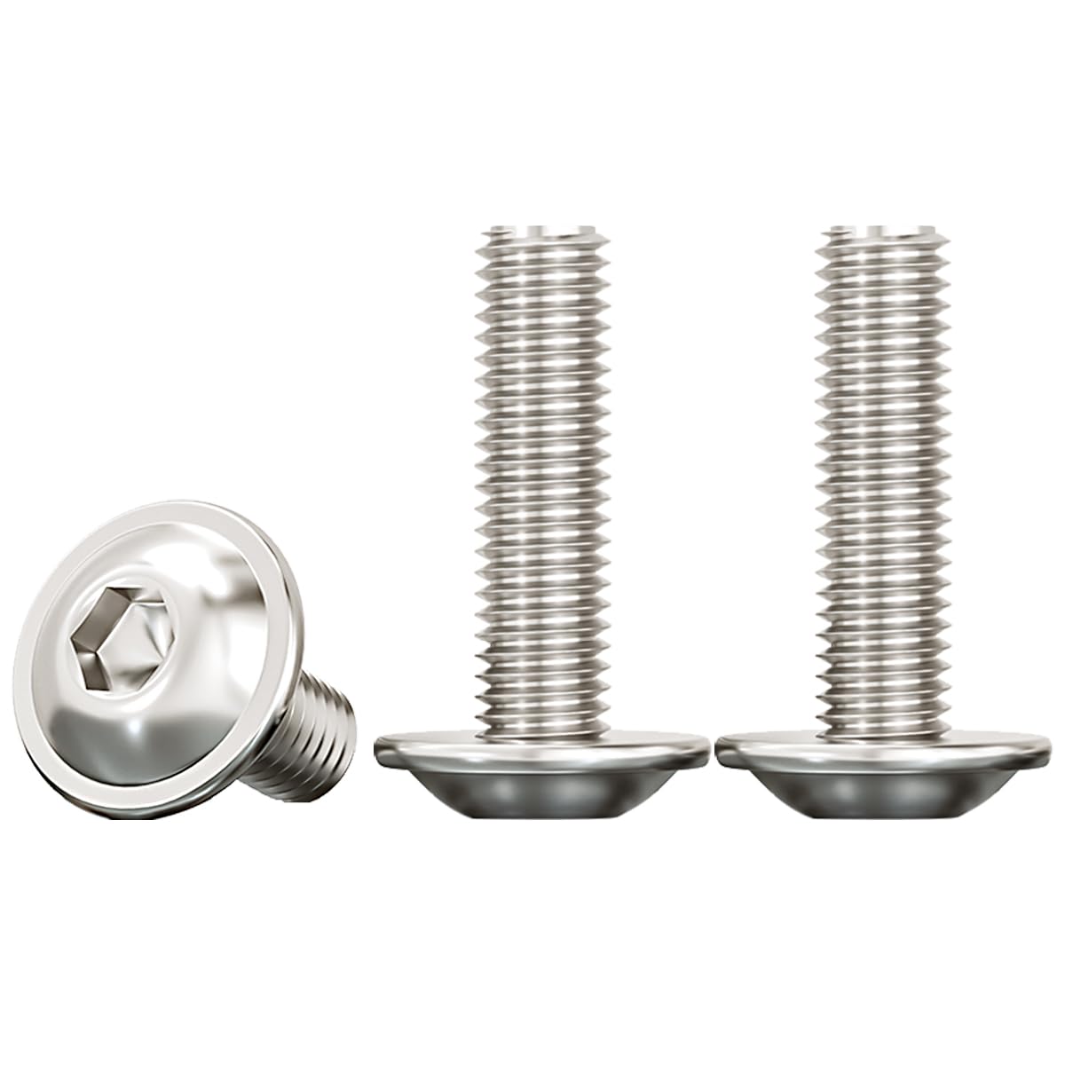 Drenky M6 Stainless Steel Bolts & Screws, 25mm, 55 Pack (Rounded & Hex Head, Flanged & Pan, Rustproof) — image 1
