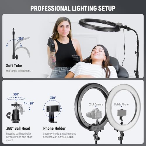 NEEWER LED Ring Light 48 cm Outdoor 55W 5600K Dimmable with Light Stand, Bluetooth Receiver for Smartphone, Youtube, TikTok, Self-Portrait