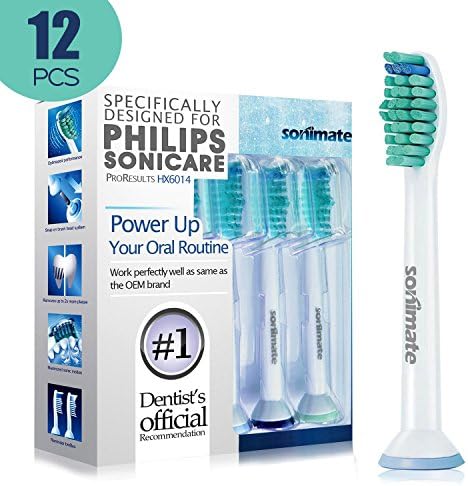 Sonimate Generic Philips Sonicare HX6710 HX6930 HX6530 HX6210 Replacement Heads ProResults (12 Packs) Fits DiamondClean HealthyWhite Easyclean Flexcare Plaque Removal Gum Health