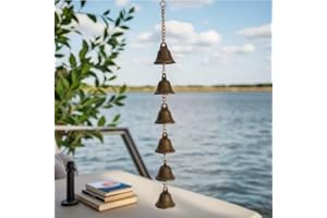 Vintage Metal Wind Chimes 5 Bronze Bells Hanging Decor for Patio Garden Window Rustic Outdoor Indoor Hanging Ornament with St