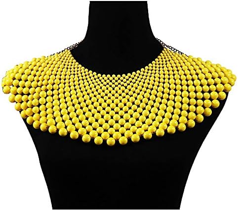 Women Necklace Jewelry Present, Women Bohemian Retro Handmade Acrylic Bead Strand Statement Sweater Necklace Lady Dress Costume Chunky Jewelry Gift for Christmas, Thanksgiving Day, Birthday Gift