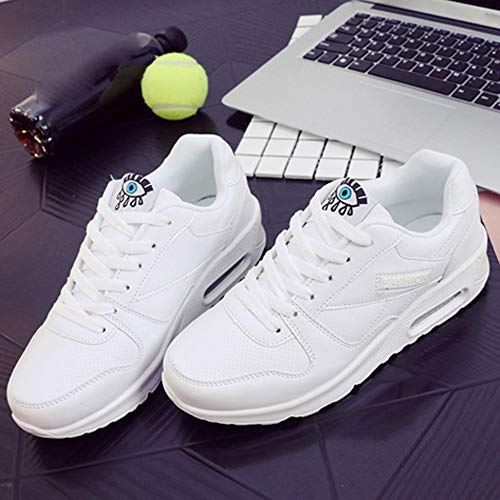 Tantisy â™£â†­â™£ Lightweight Espadrilles Round Toe Elastic Band Leather Mesh Athletic Shoes Running Shoes Sneakers for Womens White