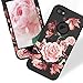 RabeMall Case for iPhone 5,Case for iPhone 5S,Case for iPhone SE Pretty Flowers for Girls/Women Anti-Fingerprint Scratch-Resistant Three Layer Shock Resistant Protective Cover,Floral Black