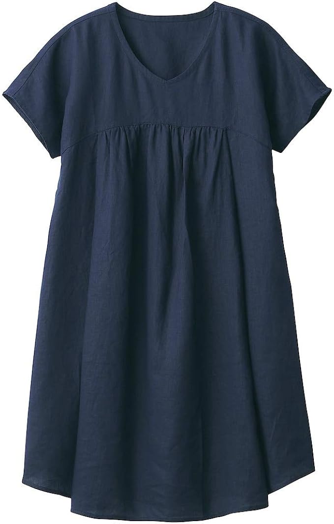 Amazon Co Jp 無印良品 マタニティチュニック フレンチリネン授乳に便利な半袖ワンピース マタニティ レディース ダークネイビー M L 服 ファッション小物