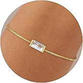 Fezodo Birthstone Gold Bracelets for Women Girls Non Tarnish - Trendy Dainty 14K Gold Plated Bracelet Friendship CZ Bracelets Anniversary Birthday Gifts for Mom Girlfriend