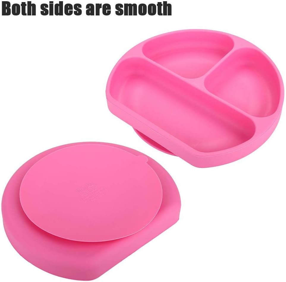 Assiette A Ventouse En Silicone Pour Bebe Solide Et Epaisse Ventouse Puissante Set De Table Avec Compartiments Assiette Antiderapant Pour Chaise Haute Rose Bebe Puericulture Vaisselle Bhattbros Com