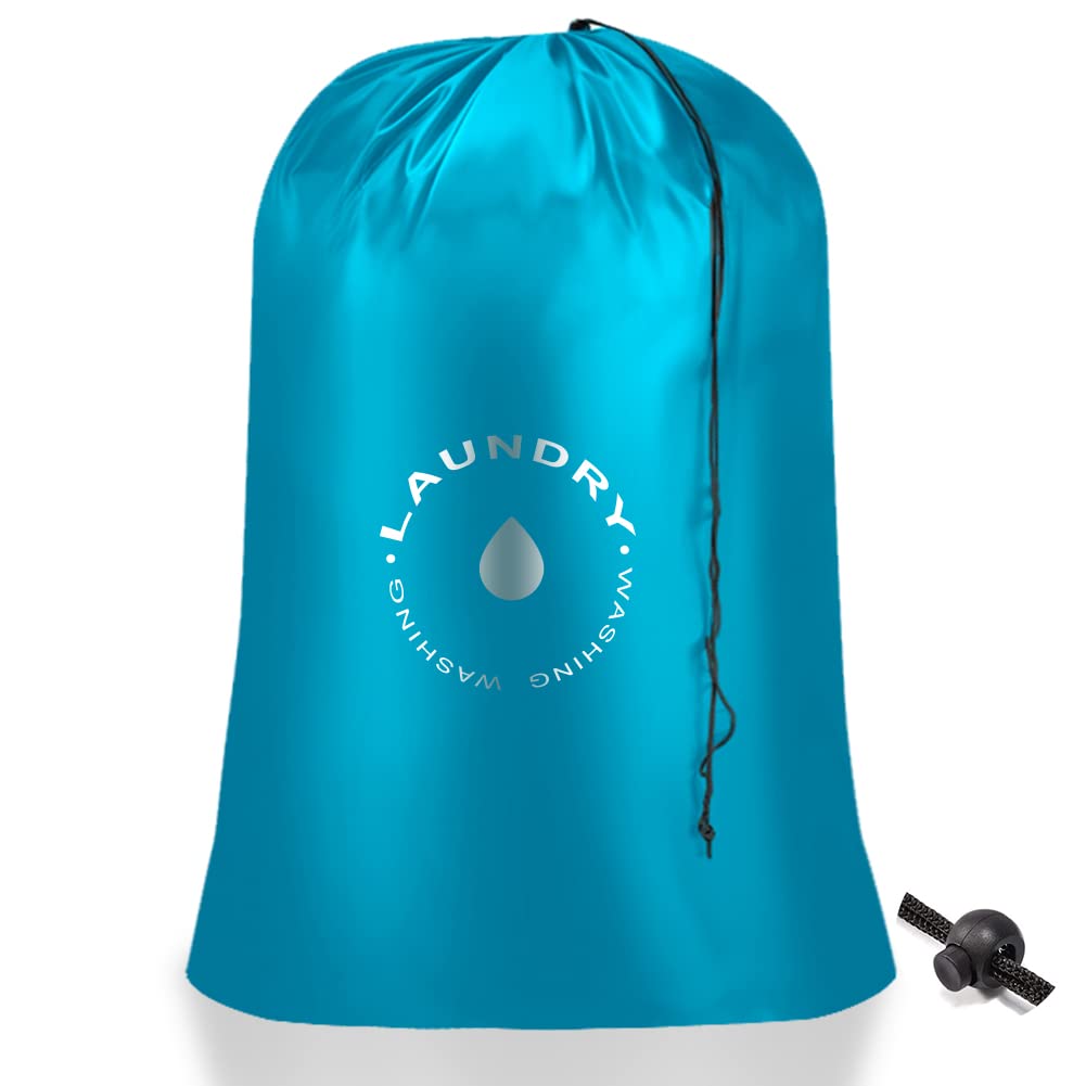 Romon Laundry Bag Travel Dirty Laundry Hamper with Drawstring Closure, Foldable Laundry Bag for Home and Dorm Camping Travel - Blue 60 x 85 cm