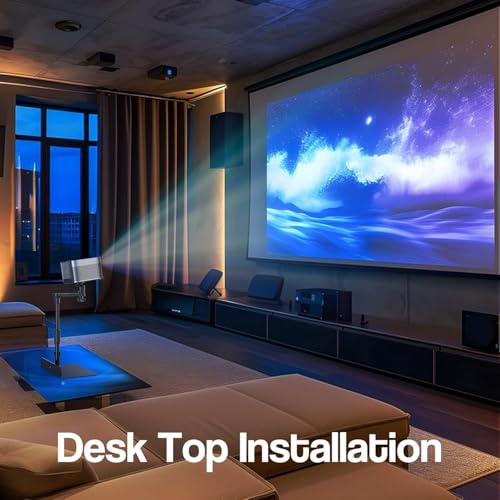 CENXI Bed Sofa Projector Stand, Height Adjustable Mount Base, 360° Rotation, Universal Bedside Projector Bracket Holder Compatible with Most Projectors with Cable Ties