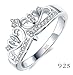 925 Sterling Silver Cubic Zirconia Princess Crown Tiara Wedding Cz Band Eternity Ring Size 9