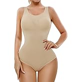 AMRIY Shapewear Bodysuit for Women Tummy Control Body Shaper Butt Lifter Bodysuit Fajas Colombianas Beige,S