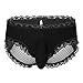 YiZYiF Sissy Pouch Panties Men's Lace Transparent Bikini Open Butt Bikini Thongs Black Large(Waist 29.0-41.0