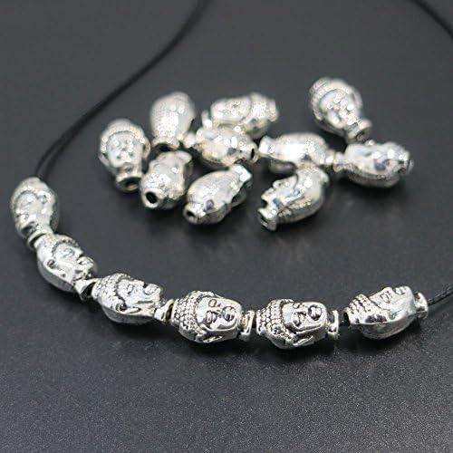 30Pcs Metal Silver Buddha Beads Antique SilverTibetan Silver Spacer Beads for Bracelet Jewelry Making (Style 5)
