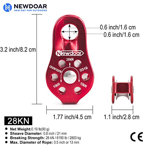 NewDoar Fixed Plate Micro Pulley,28KN CE Certified General Purpose