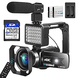 Video Camera Camcorder 4K 56MP Vlogging Camera with