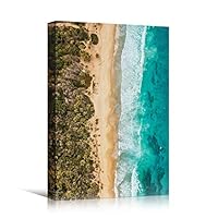 Canvas Wall Art Coastal Aerial View Beach Beach Blue Coastal Cool Photography Relax/Calm - 12x18 inches
