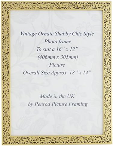 Handmade Gold Floral Vintage Picture Frame for a 16 x 12 -inch (406mm x305mm) Photo.