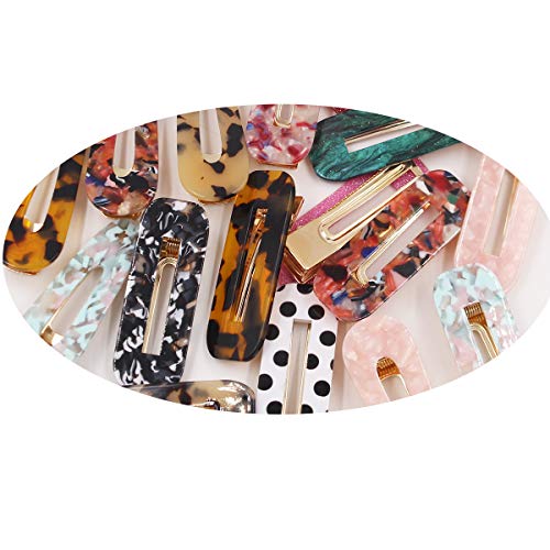 9PCS Acrylic Hair Clips Glitter Hair Barrettes Fashion Leopard Print Hairpins Vintage Hair Accessories for Women Girls (Gold Duckbill Clips)