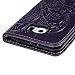 Badalink Galaxy S6 Case,Samsung Galaxy S6 Case - Wallet Flip Stand Case Embossed Plants PU Leather Case Shockproof Soft TPU Inner Bumper Slim Protective Card Slots Wrist Strap Cover Purple