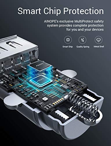 AINOPE-Car-Charger-48A-All-Metal-Car-Charger-Adapter-Dual-USB-Port-Fast-Car-Charging-Mini-Flush-Fit-Compatible-with-iPhone-Xs-maxXRx76s-iPad-Air-2Mini-3-Note-9Galaxy-S10S9S8--Black