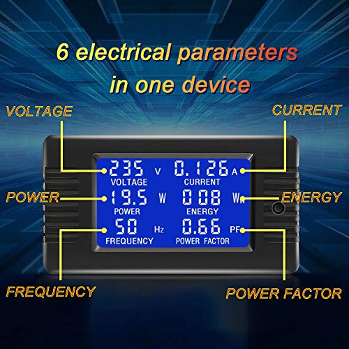 CrocSee AC 80-260V 100A CRS-022B LCD Display Digital Current Voltage Power Energy Frequency Power Factor Multimeter Ammeter Voltmeter with 100A Split Core Current Transformer