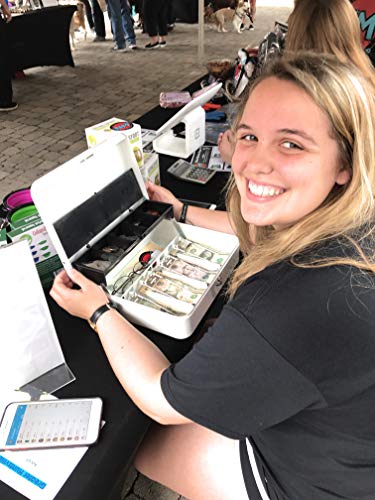 Cash Box with Money Tray | Petty Cash Lock Box | Includes Tiered Design with Cash Tray for Bills and Coins | Portable Money Box | Ideal for Cash Registers and Petty Cash | Secure Lock with 2 Keys - Thumbnail 3