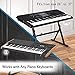 Pyle Heavy Duty Folding Keyboard Sturdy Reinforced Z Design w/Adjustable Width & Height, Foam Padded Arms, Digital Stand, Fits 54-88 Key Electric Pianos, for Travel & Storage PKST38 , Black