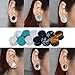 Qmcandy 6 Pairs Natural Stone Ear Plugs Saddle Plugs Ear Gauges Double Flare Expander Piercing Gauge 5/8 inch