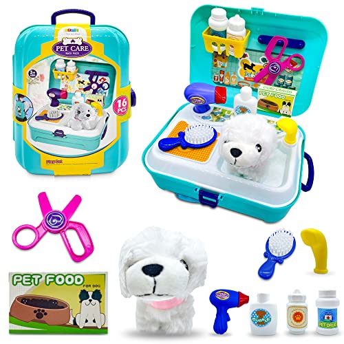 Niiki Kids Veterinary Playset 16pcs Doctor Kit for Toddlers 35 Pet