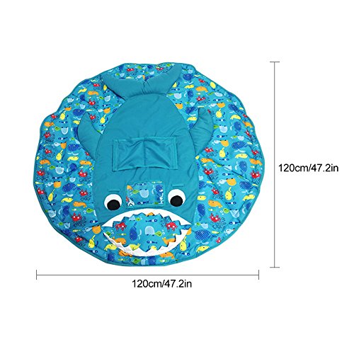 PER 3in1 Shark Shopping Cart Cover/High Chair Cover/Play Mat Protective Cushion Full Safety Harness Universal Fit Foldable For Baby - Thumbnail 5