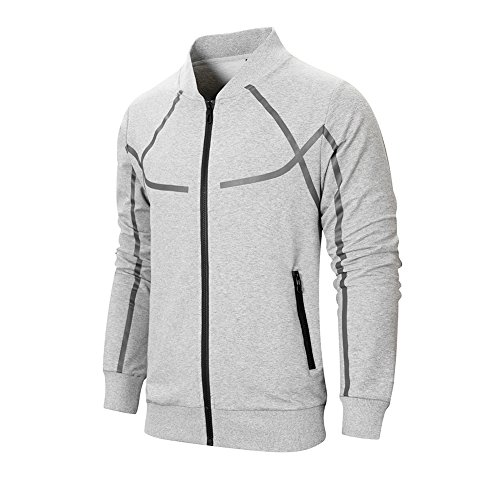 MANTORS Men's Full Zip Tracksuit Set Casual Jogging Athletic Sweat Suits Beige Gray L