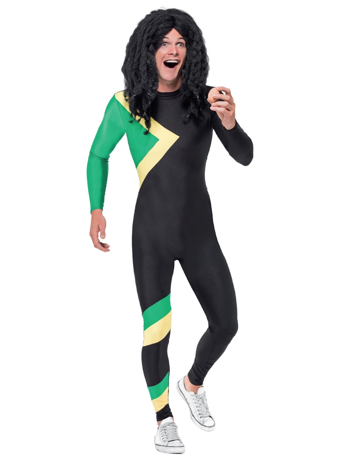 Smiffys Jamaican Hero Costume, Black with Jumpsuit, Icons & Idols Fancy Dress, Adult Dress Up Costumes
