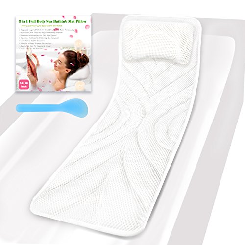 Full Body Spa Bath Pillow Mat, Luxury Soft Quilted Bathtub Cushion Mattress with Large Non Slip Suction Cups, Comfort Head Rest and Back Tailbone Support, Quick Drying and Anti Bacteria - Thumbnail 7