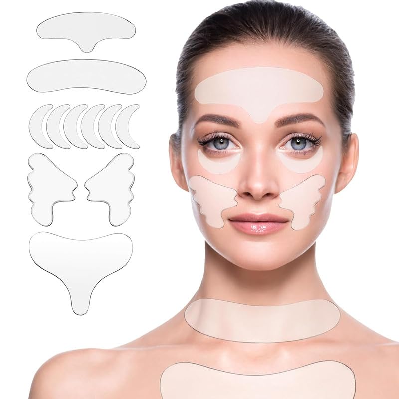 View 1 of GETPUNA Wrinkle Patches Chest Wrinkles Pads 11 Pcs, Reusable Silicone Neck & Forehead Wrinkle Patches, Anti Wrinkle Face Patches to Reduce Fine Wrinkles, Frown & Chest Line while Sleeping Sidesleeper