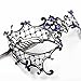 Signstek Glossy Metal Filigree Phantom Half Eye Mask for Venetian Masquerade, Black/Blue Stones